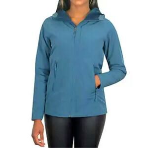 Softshell Fleece Lined Hoodie Jacket Kirkland Sz XL Teal Green Full Zip Stretch